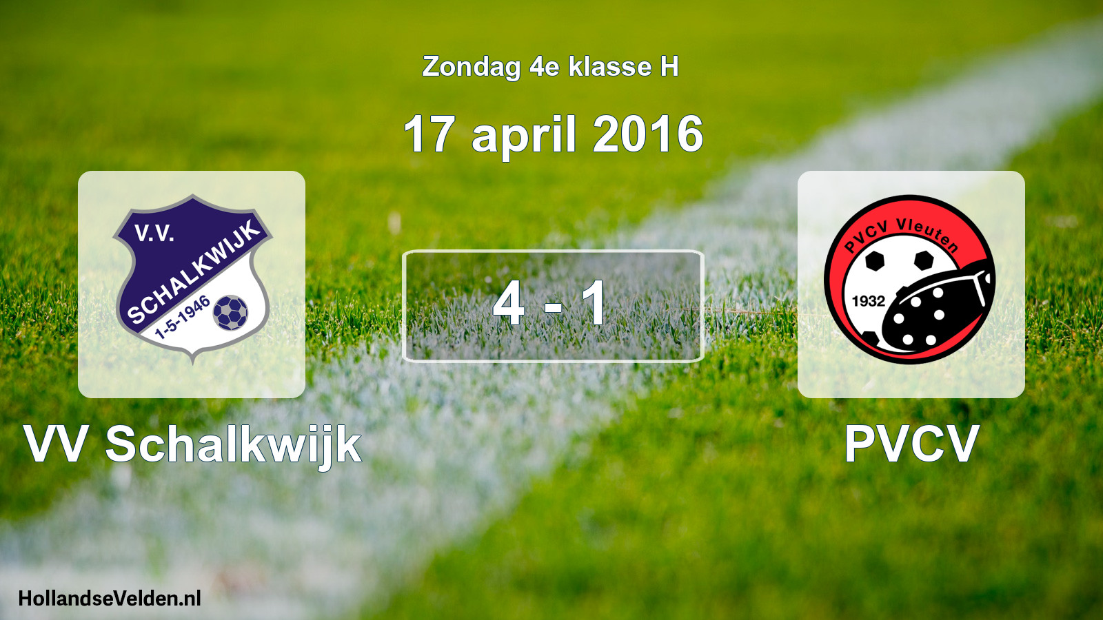 Total number of matches played: VV Schalkwijk - PVCV 4 - 1 (17 April 2016)