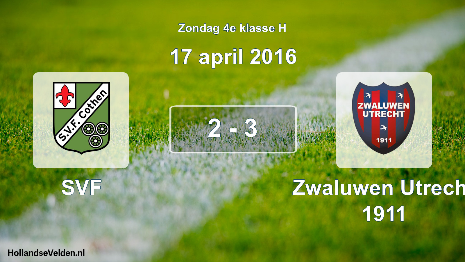Total number of matches played: SVF - Zwaluwen Utrecht 1911 2 - 3 (17 April 2016)