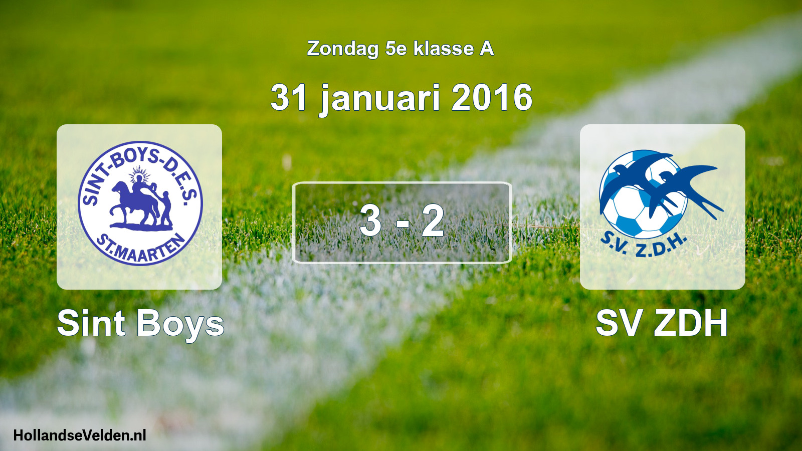 Total number of matches played: Sint Boys - SV ZDH 3 - 2 (31 January 2016)