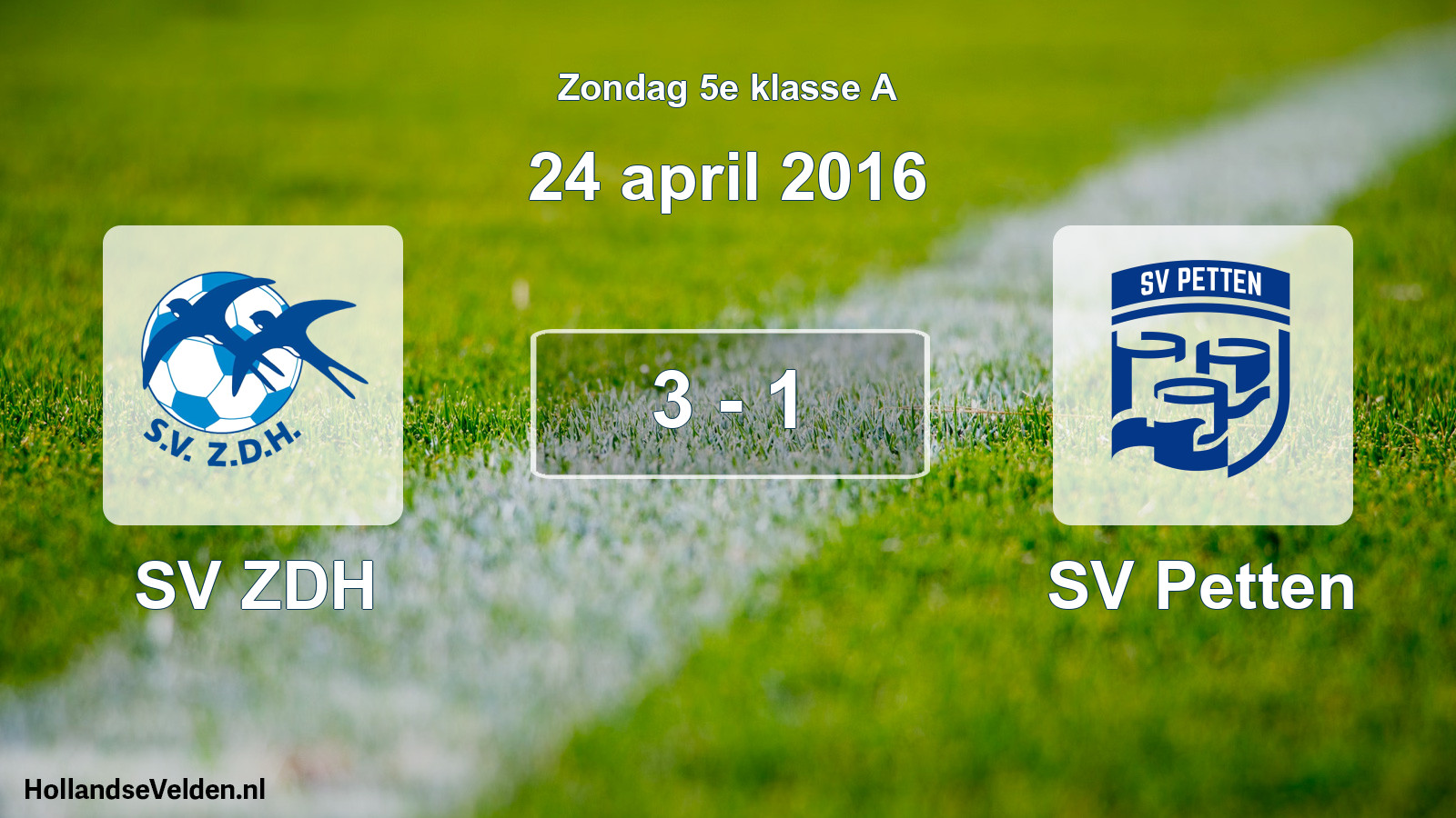 Total number of matches played: SV ZDH - SV Petten 3 - 1 (24 April 2016)