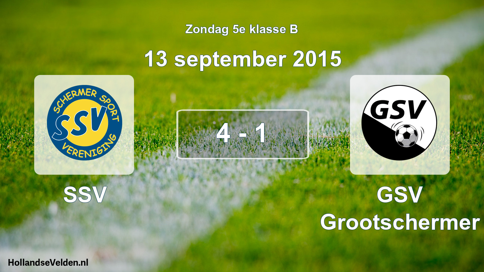 Total number of matches played: SSV - GSV Grootschermer 4 - 1 (13 September 2015)