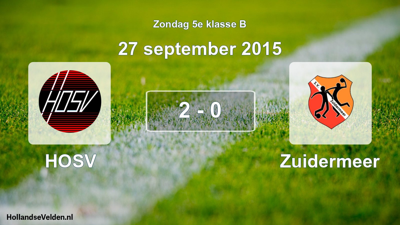Total number of matches played: HOSV - Zuidermeer 2 - 0 (27 September 2015)