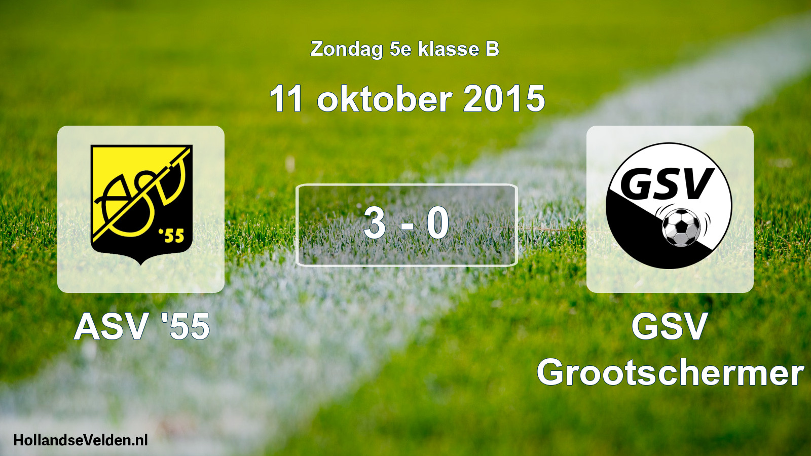 Total number of matches played: ASV '55 - GSV Grootschermer 3 - 0 (11 October 2015)