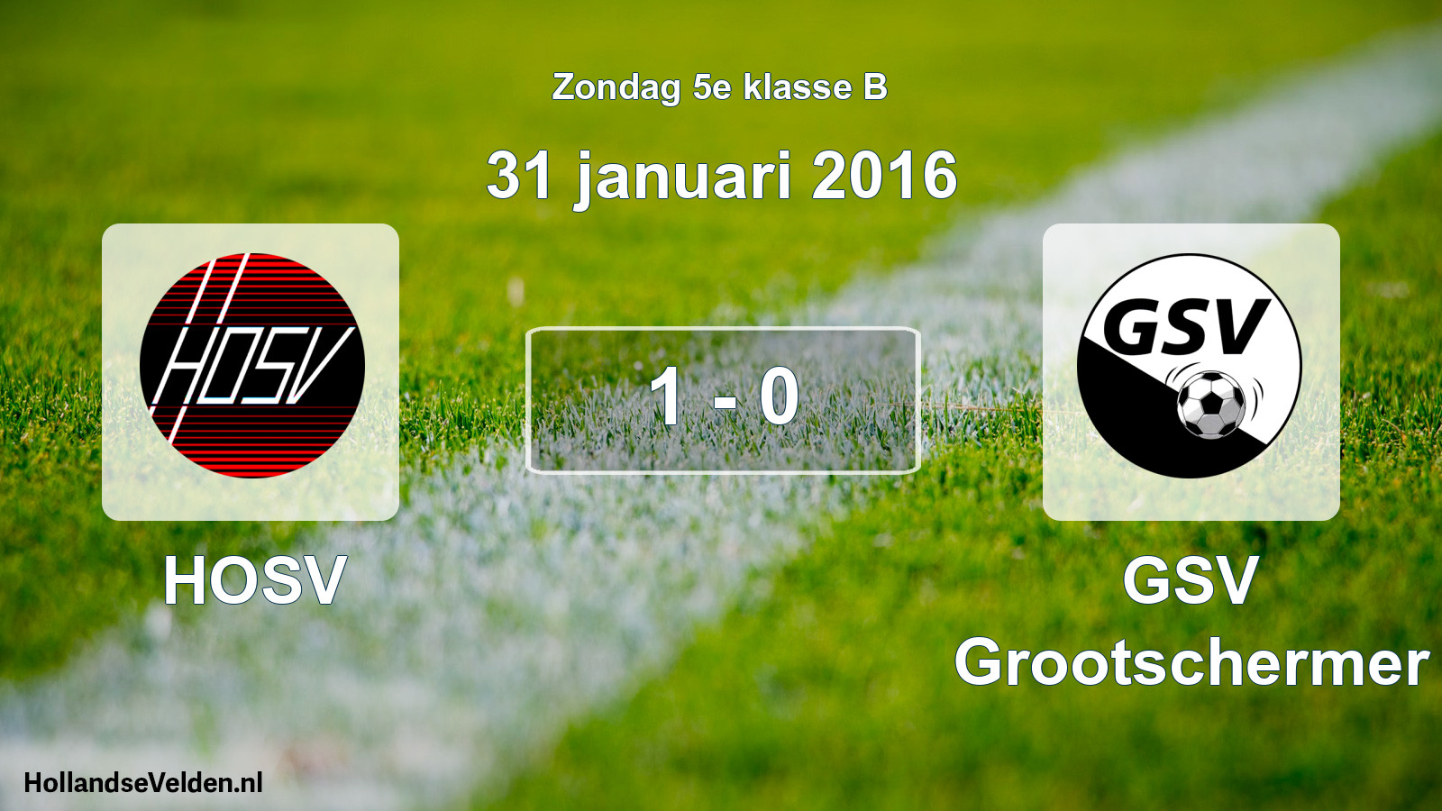 Total number of matches played: HOSV - GSV Grootschermer 1 - 0 (31 January 2016)