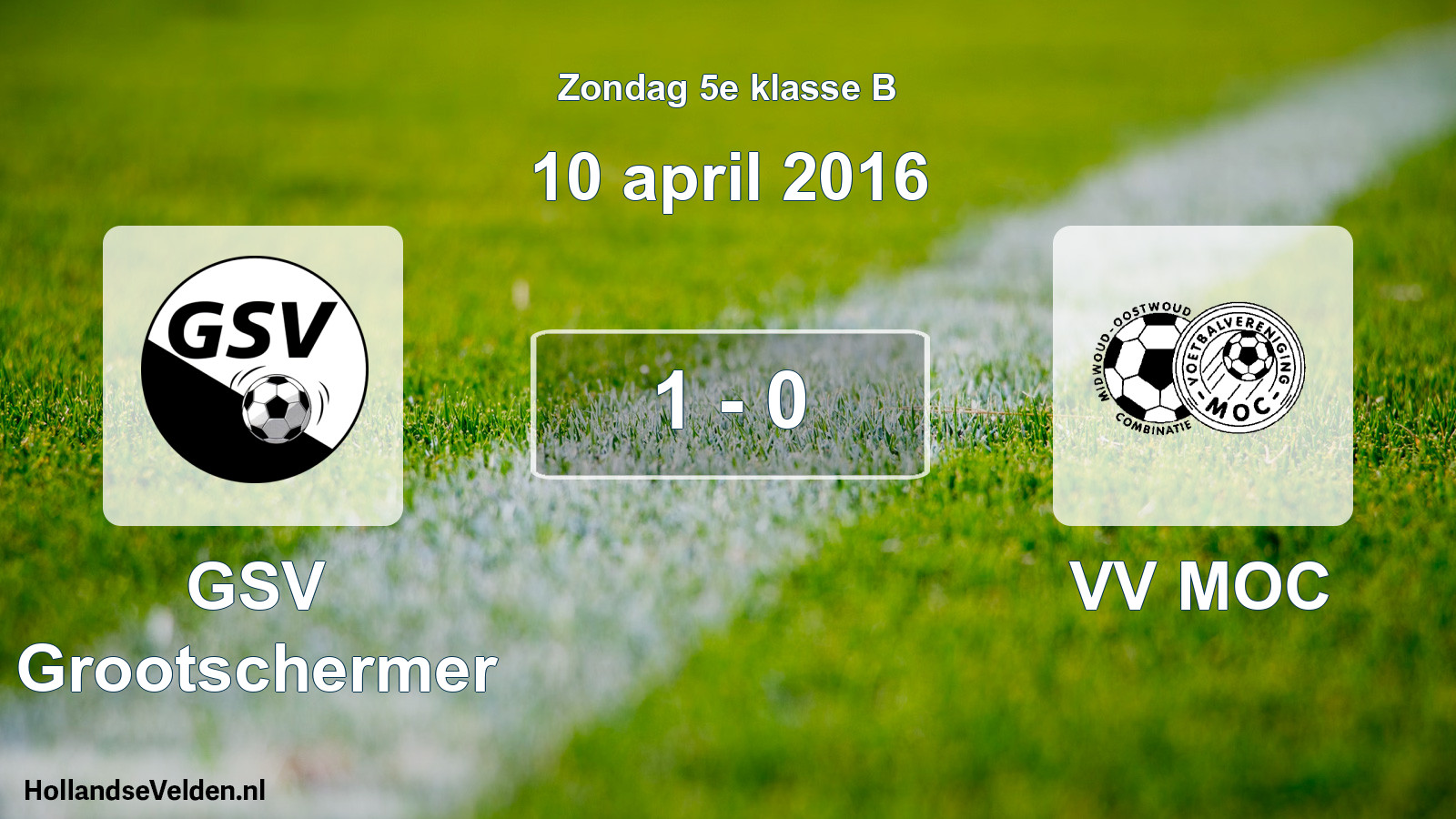 Total number of matches played: GSV Grootschermer - VV MOC 1 - 0 (10 April 2016)