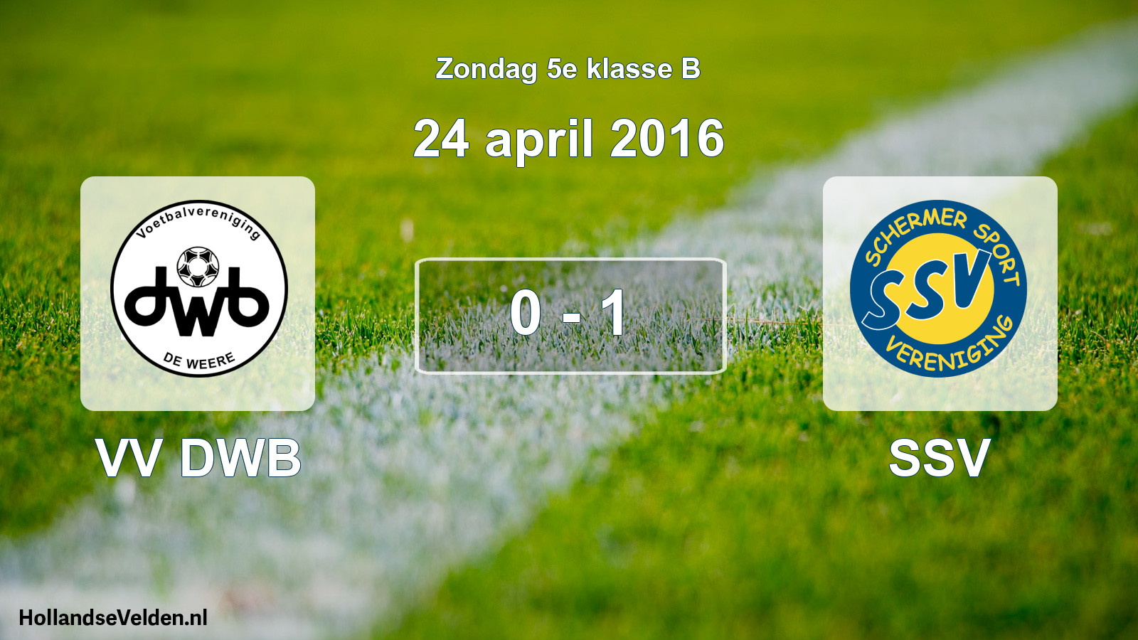 Total number of matches played: VV DWB - SSV 0 - 1 (24 April 2016)