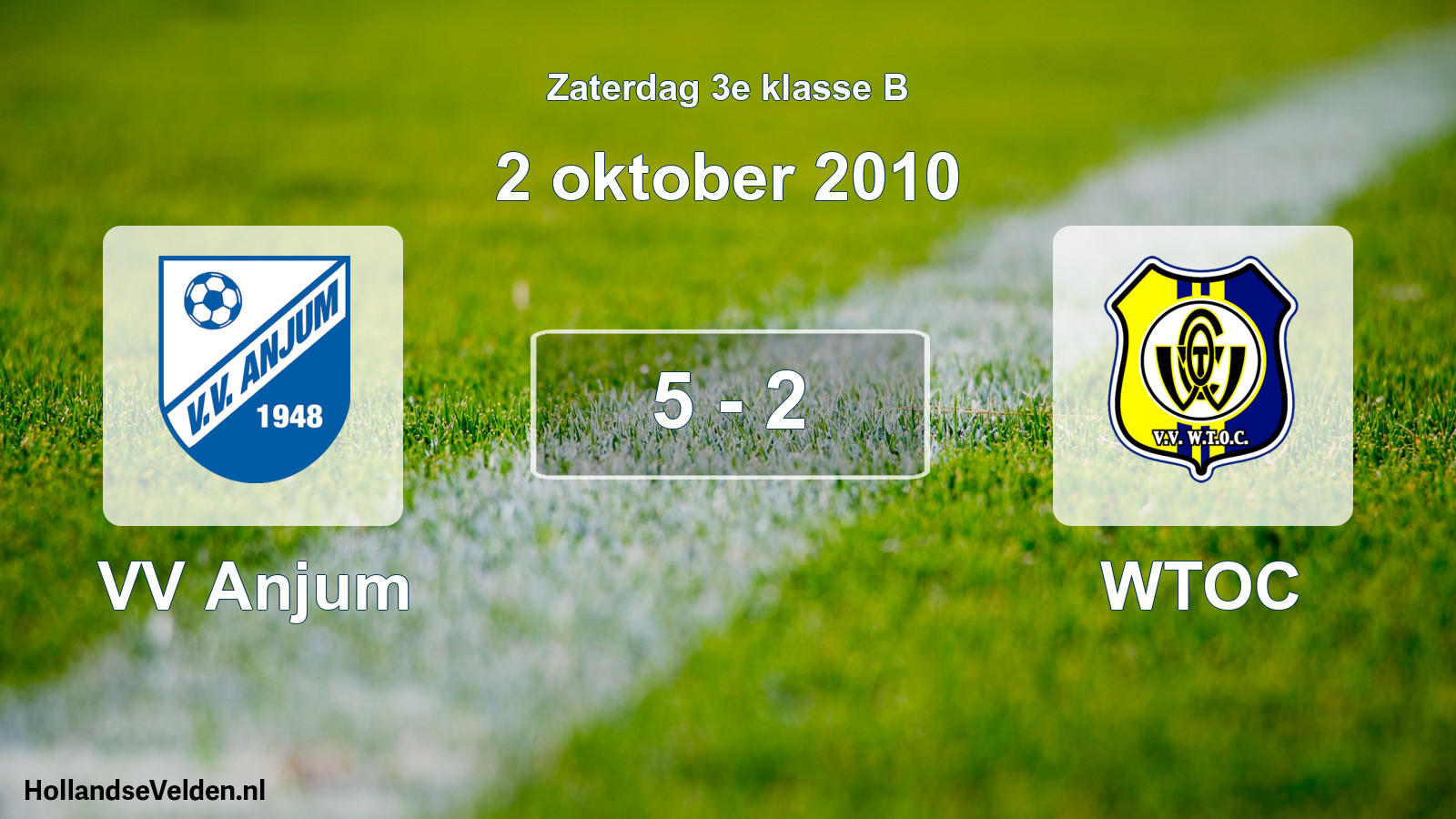 Total number of matches played: VV Anjum - WTOC 5 - 2 (2 October 2010)