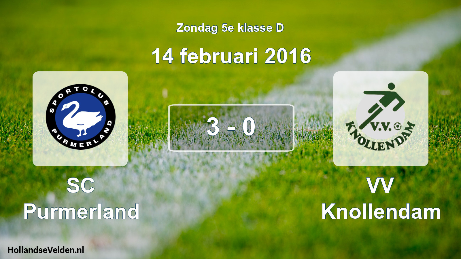 Total number of matches played: SC Purmerland - VV Knollendam 3 - 0 (14 February 2016)
