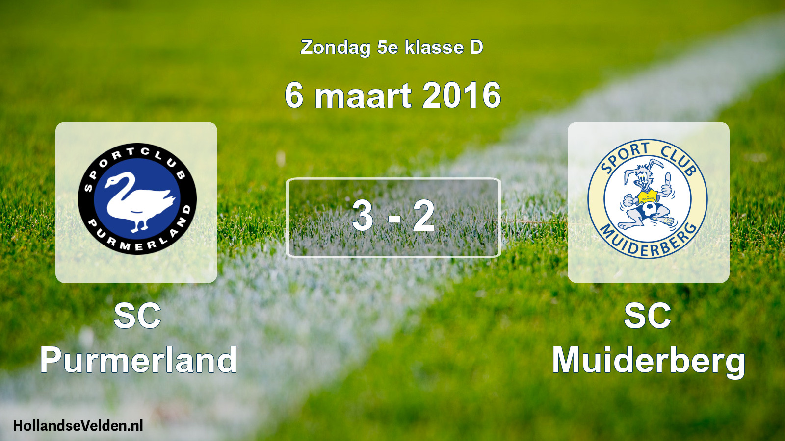 Total number of matches played: SC Purmerland - SC Muiderberg 3 - 2 (6 March 2016)