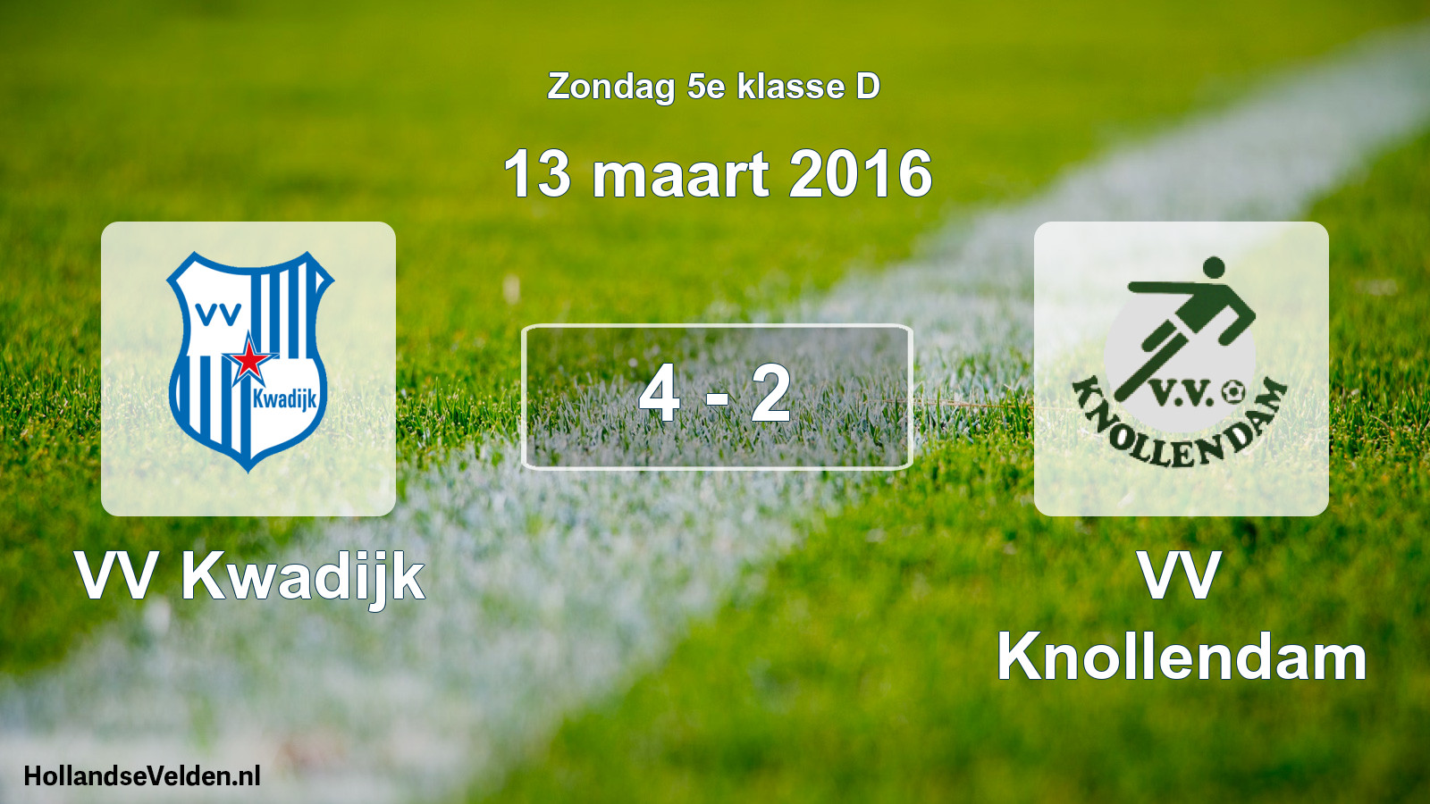 Total number of matches played: VV Kwadijk - VV Knollendam 4 - 2 (13 March 2016)