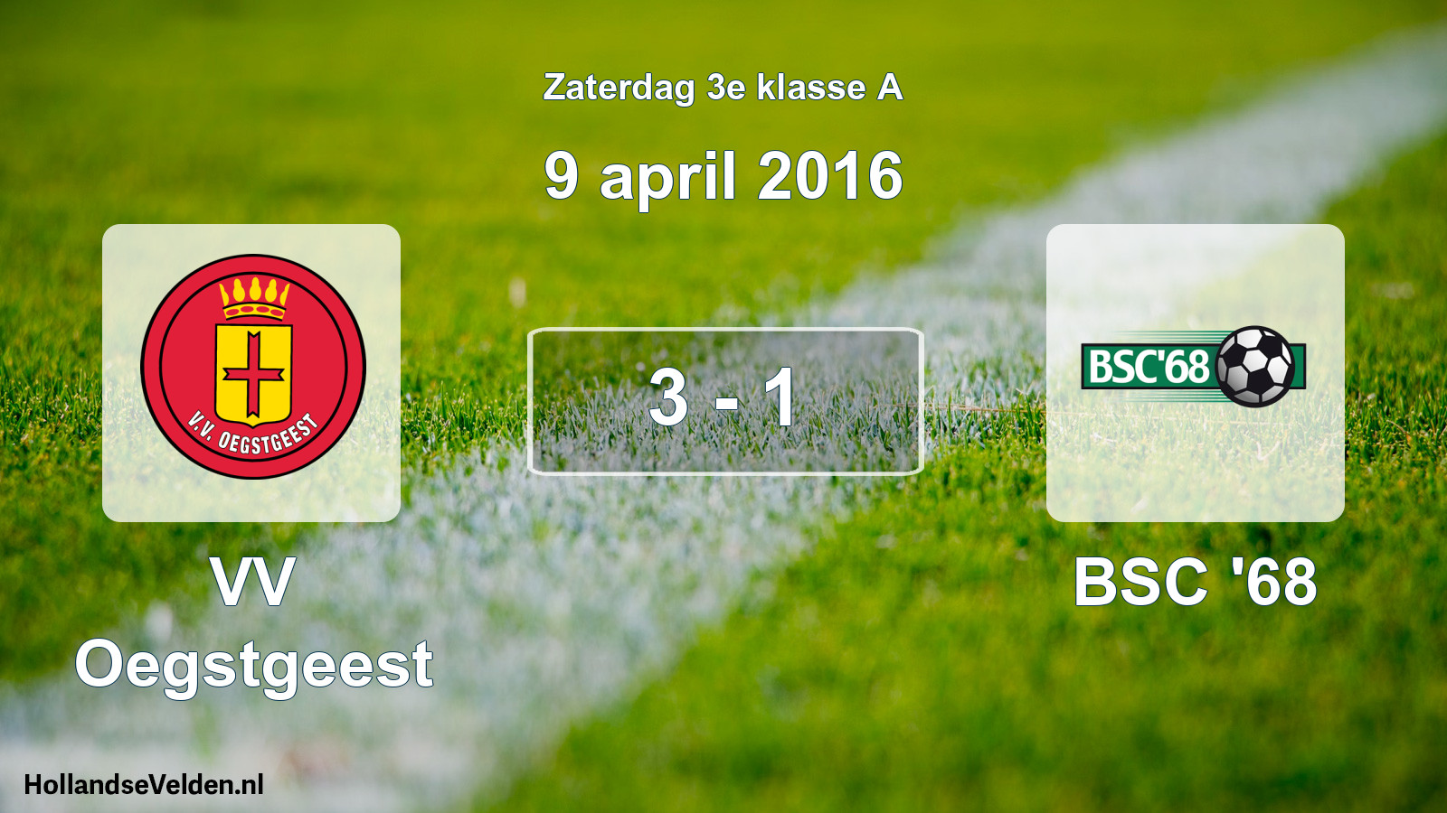 Total number of matches played: VV Oegstgeest - BSC '68 3 - 1 (9 April 2016)