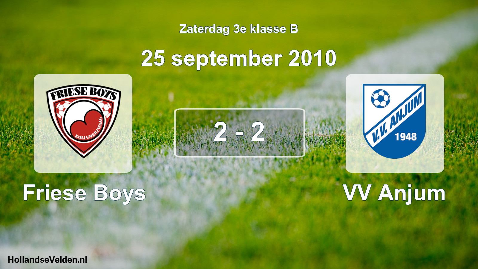 Total number of matches played: Friese Boys - VV Anjum 2 - 2 (25 September 2010)