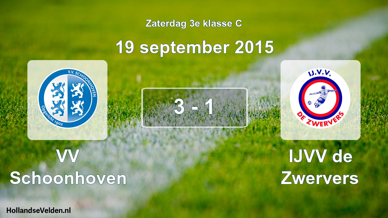 Total number of matches played: VV Schoonhoven - IJVV de Zwervers 3 - 1 (19 September 2015)