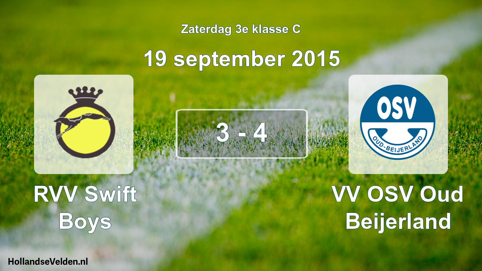 Total number of matches played: RVV Swift Boys - VV OSV Oud Beijerland 3 - 4 (19 September 2015)