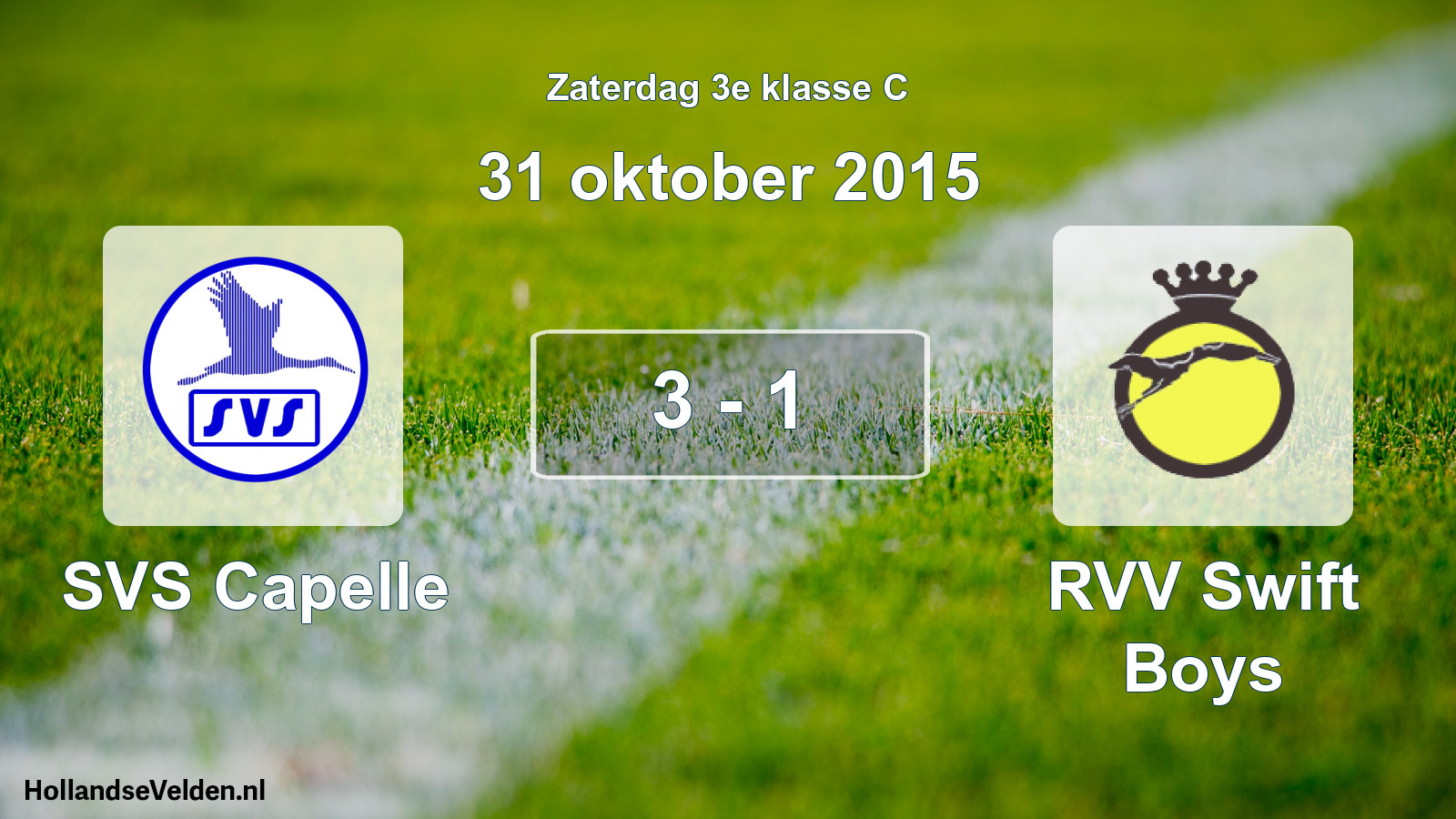 Total number of matches played: SVS Capelle - RVV Swift Boys 3 - 1 (31 October 2015)