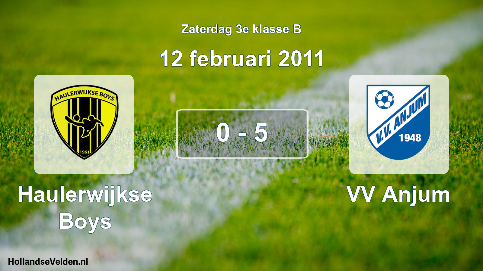 Total number of matches played: Haulerwijkse Boys - VV Anjum 0 - 5 (12 February 2011)