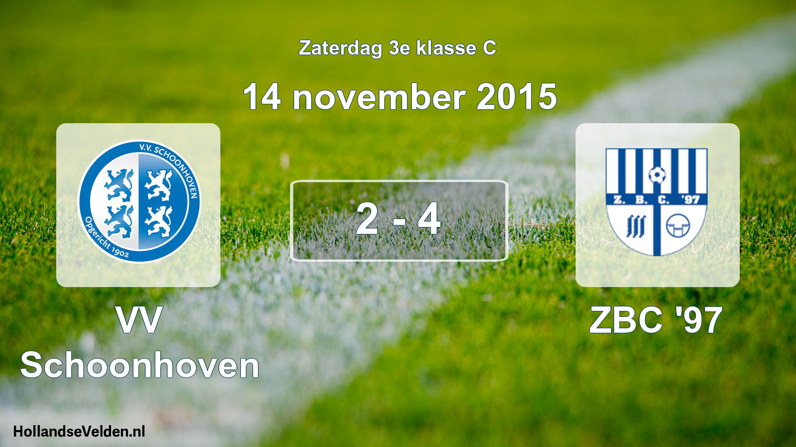 Total number of matches played: VV Schoonhoven - ZBC '97 2 - 4 (14 November 2015)