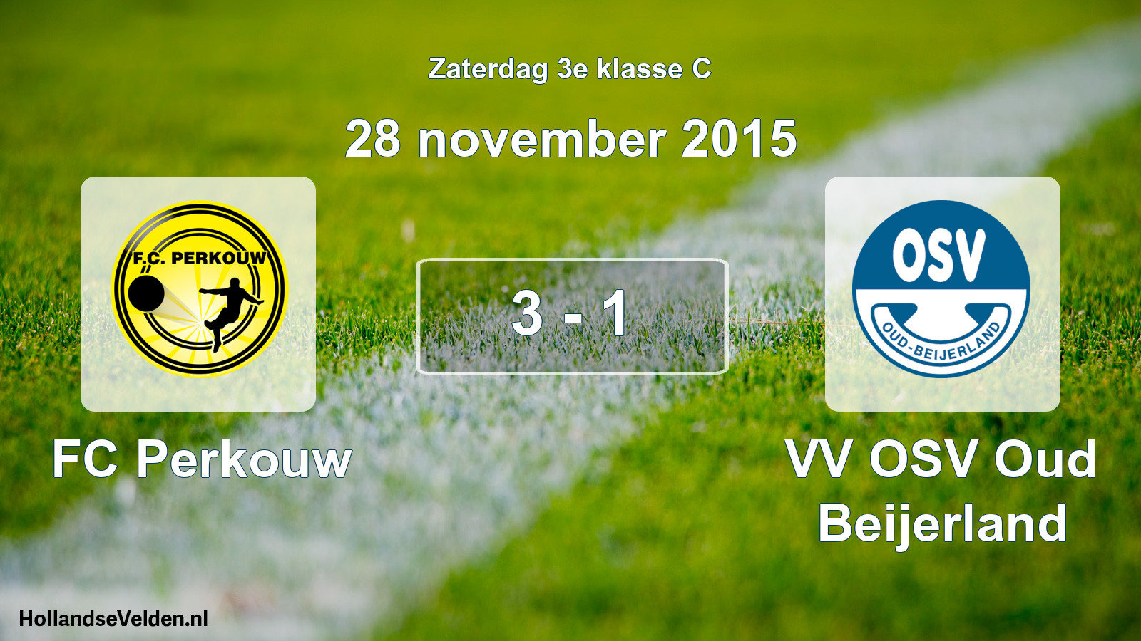 Total number of matches played: FC Perkouw - VV OSV Oud Beijerland 3 - 1 (28 November 2015)