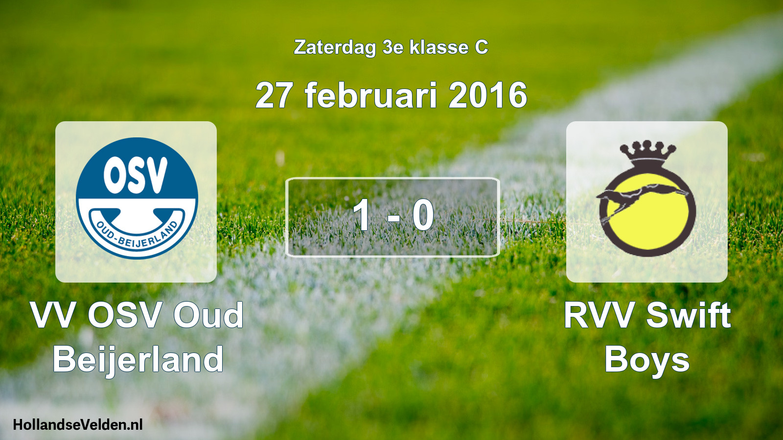 Total number of matches played: VV OSV Oud Beijerland - RVV Swift Boys 1 - 0 (27 February 2016)