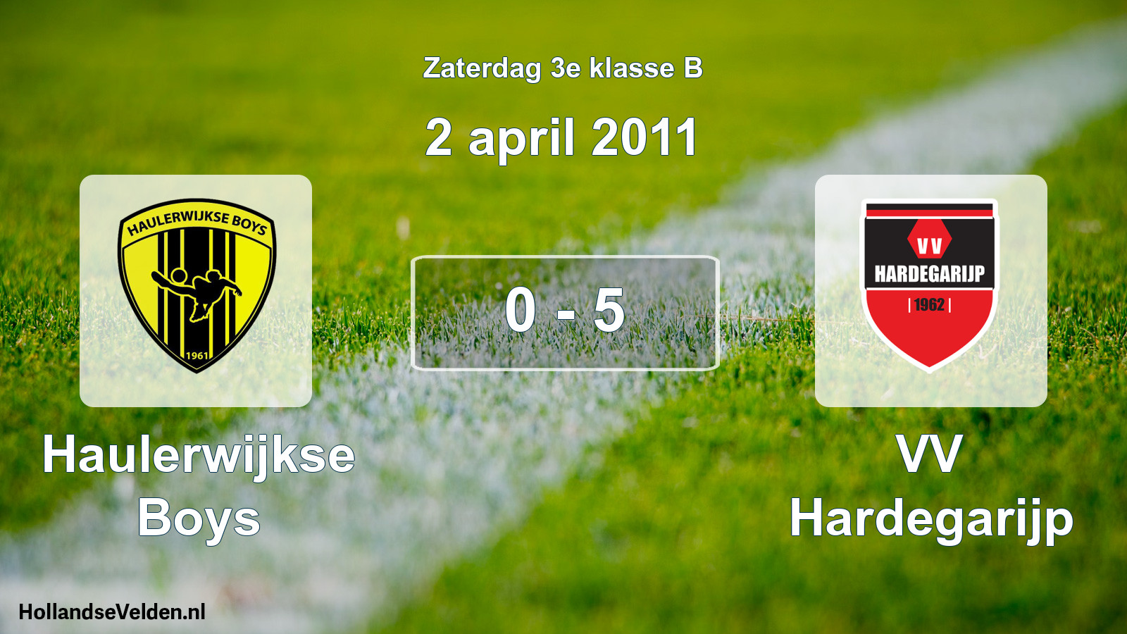 Total number of matches played: Haulerwijkse Boys - VV Hardegarijp 0 - 5 (2 April 2011)