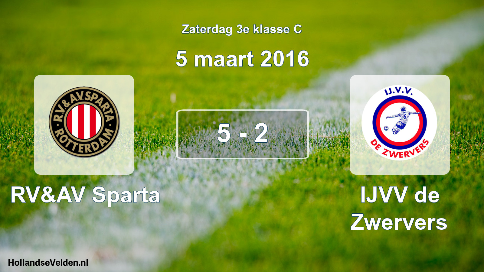 Total number of matches played: RV&AV Sparta - IJVV de Zwervers 5 - 2 (5 March 2016)