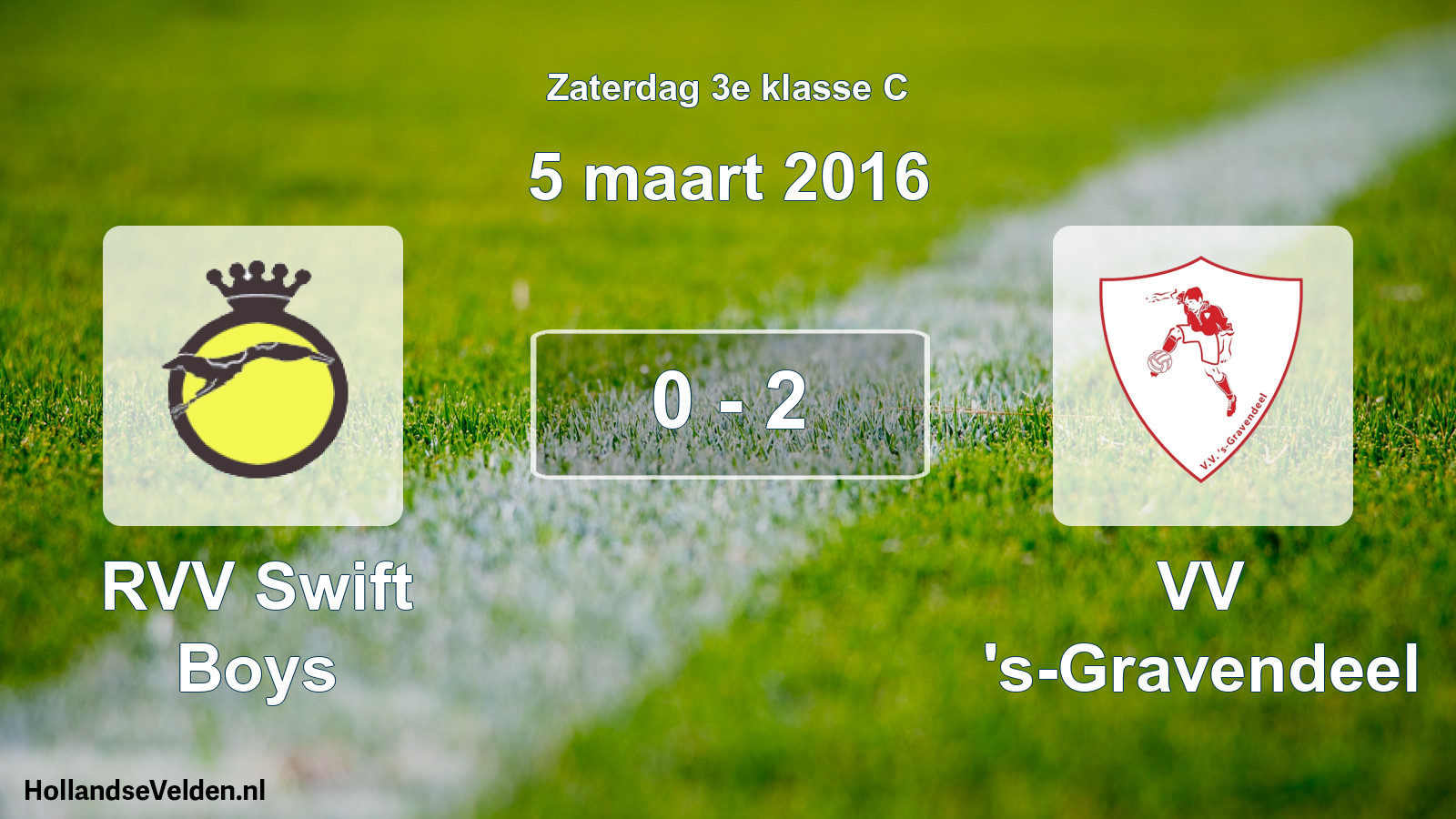 Total number of matches played: RVV Swift Boys - VV 's-Gravendeel 0 - 2 (5 March 2016)