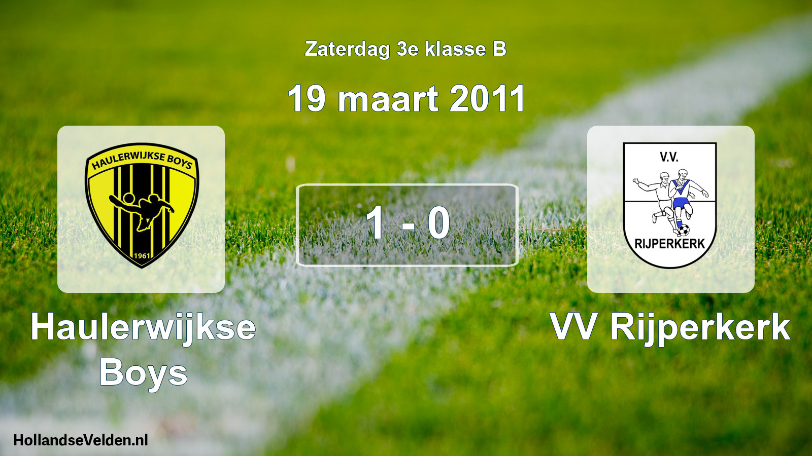 Total number of matches played: Haulerwijkse Boys - VV Rijperkerk 1 - 0 (19 March 2011)