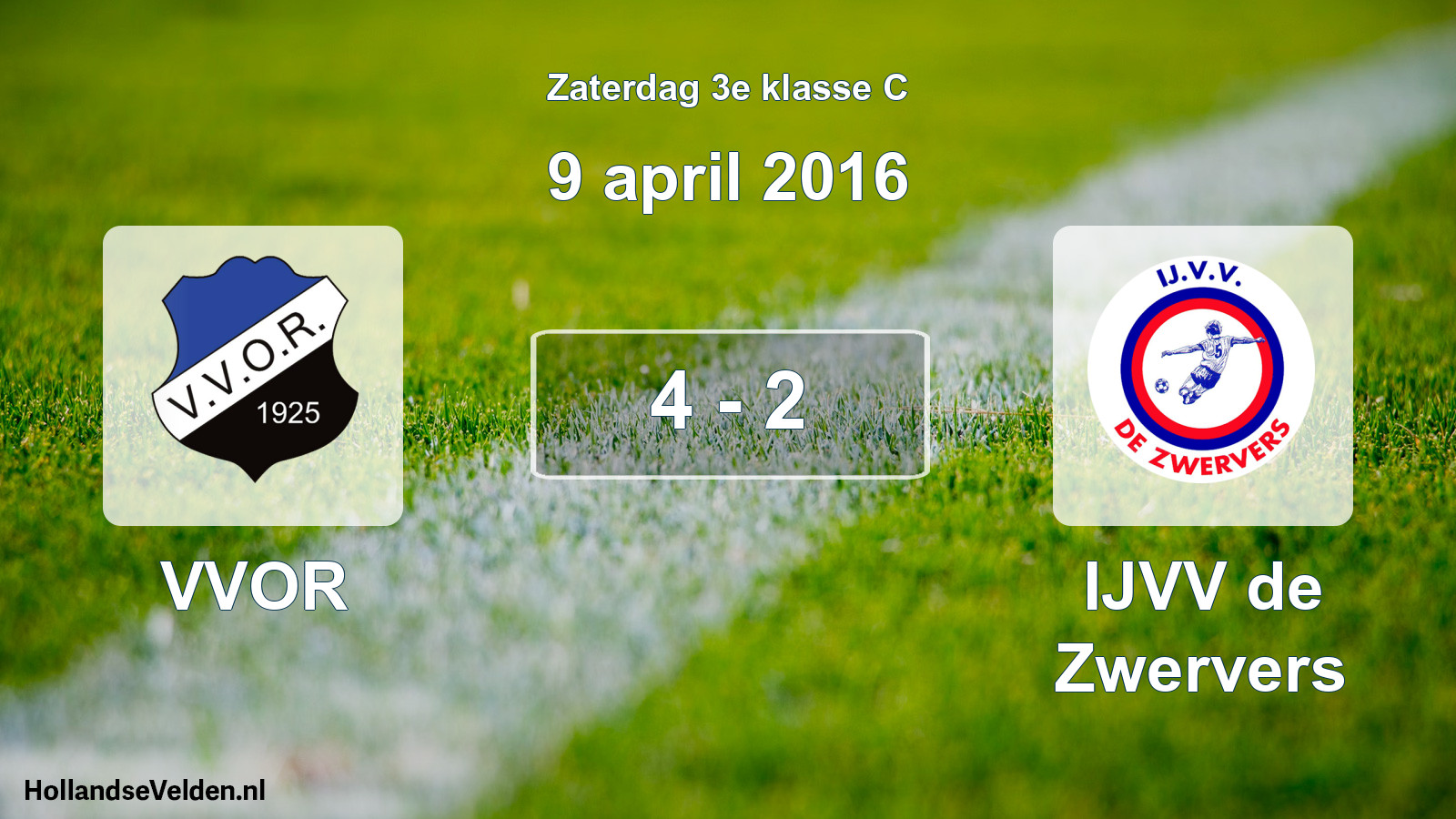 Total number of matches played: VVOR - IJVV de Zwervers 4 - 2 (9 April 2016)