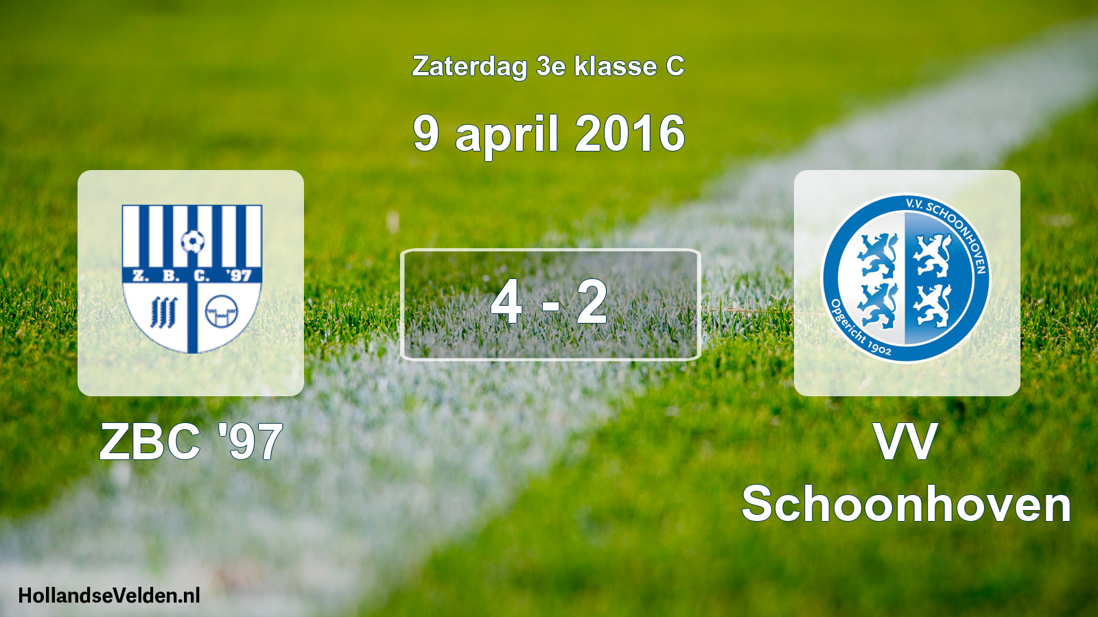 Total number of matches played: ZBC '97 - VV Schoonhoven 4 - 2 (9 April 2016)