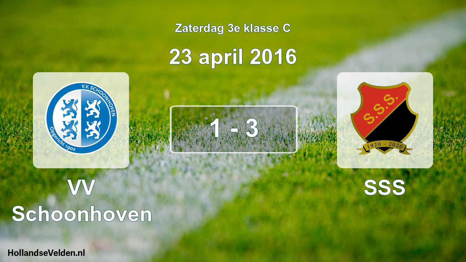Total number of matches played: VV Schoonhoven - SSS 1 - 3 (23 April 2016)