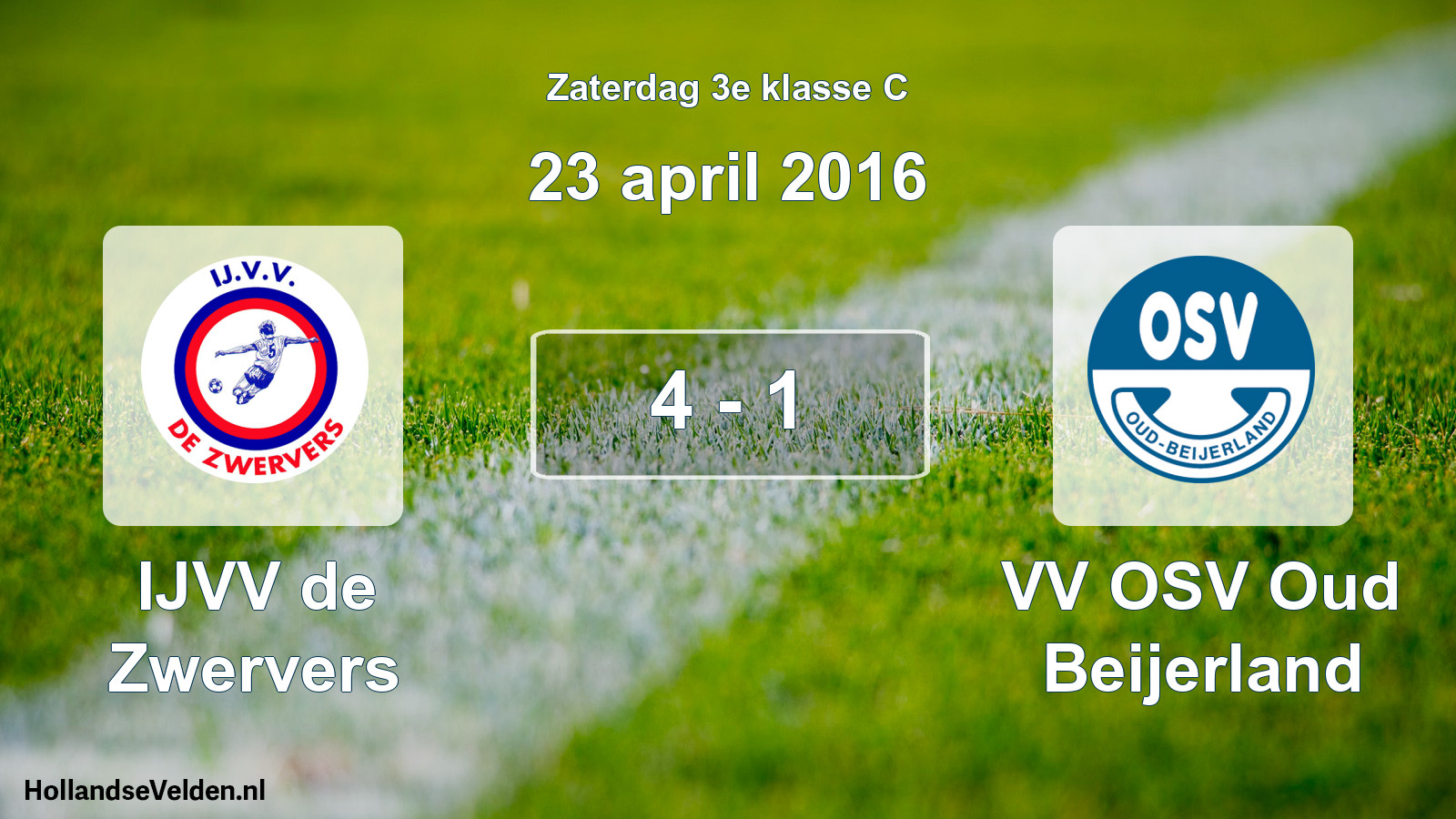 Total number of matches played: IJVV de Zwervers - VV OSV Oud Beijerland 4 - 1 (23 April 2016)