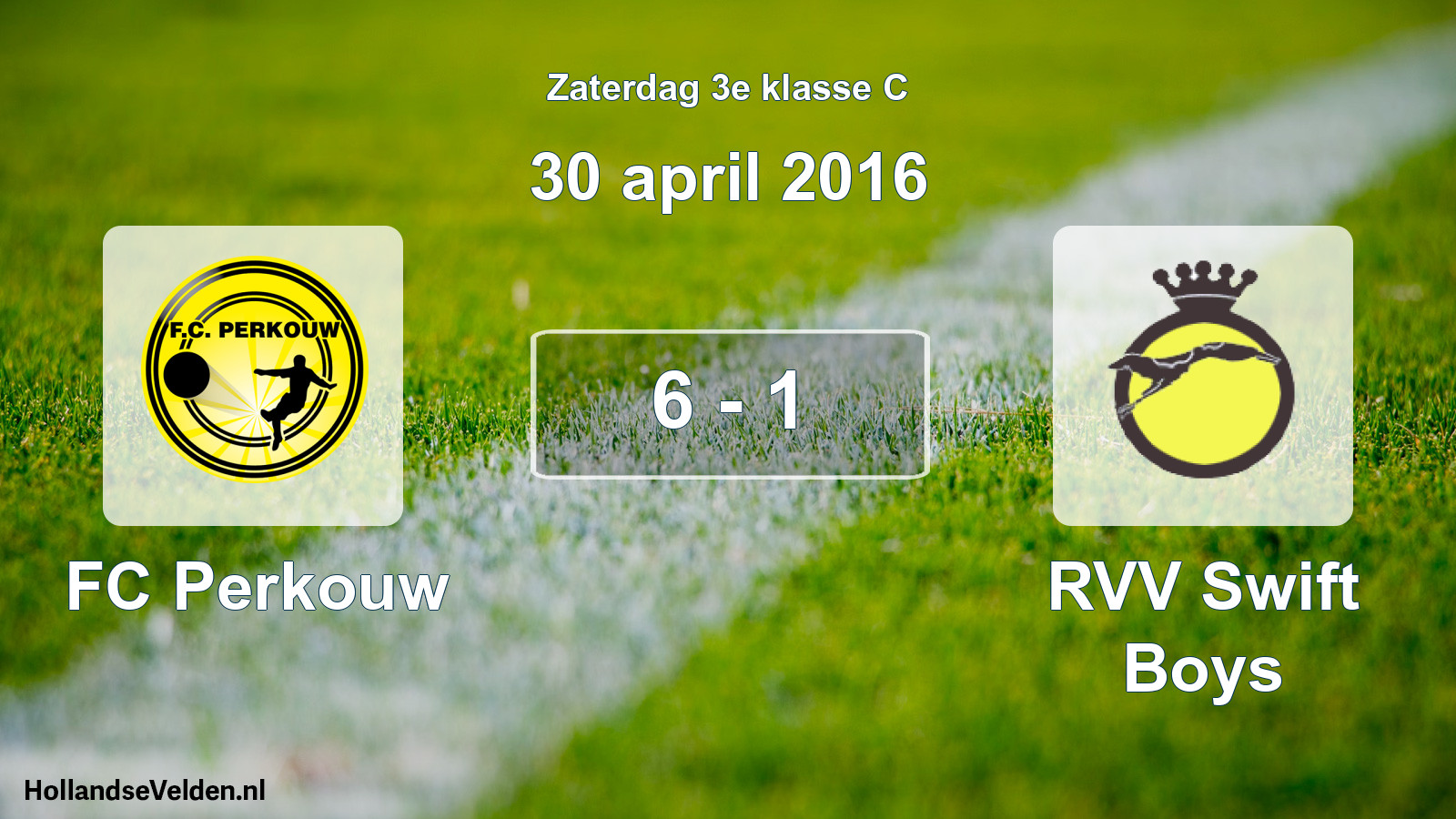 Total number of matches played: FC Perkouw - RVV Swift Boys 6 - 1 (30 April 2016)