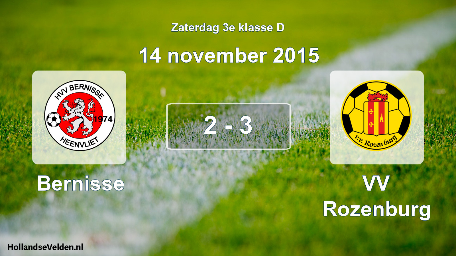 Total number of matches played: Bernisse - VV Rozenburg 2 - 3 (14 November 2015)