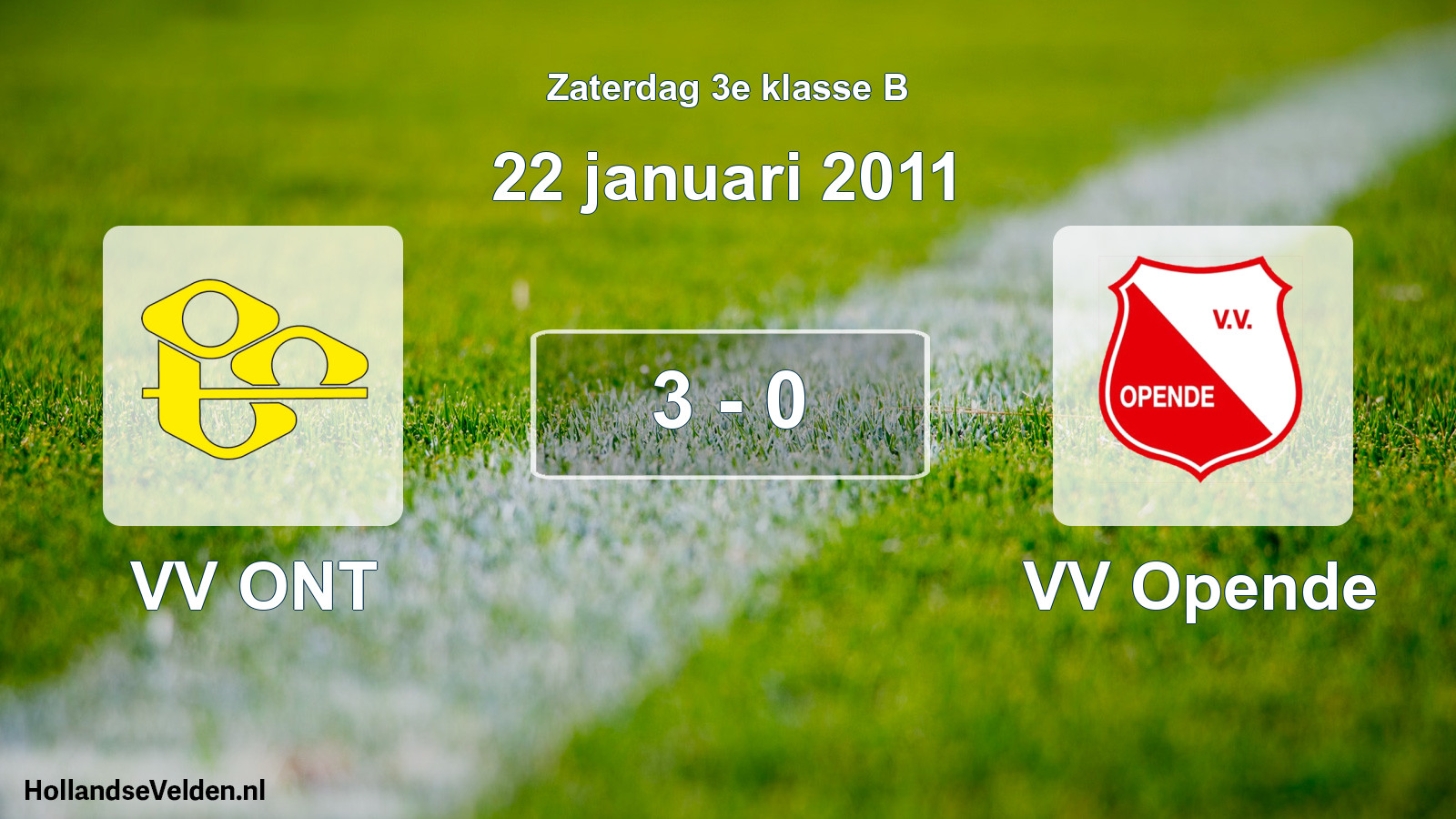 Total number of matches played: VV ONT - VV Opende 3 - 0 (22 January 2011)