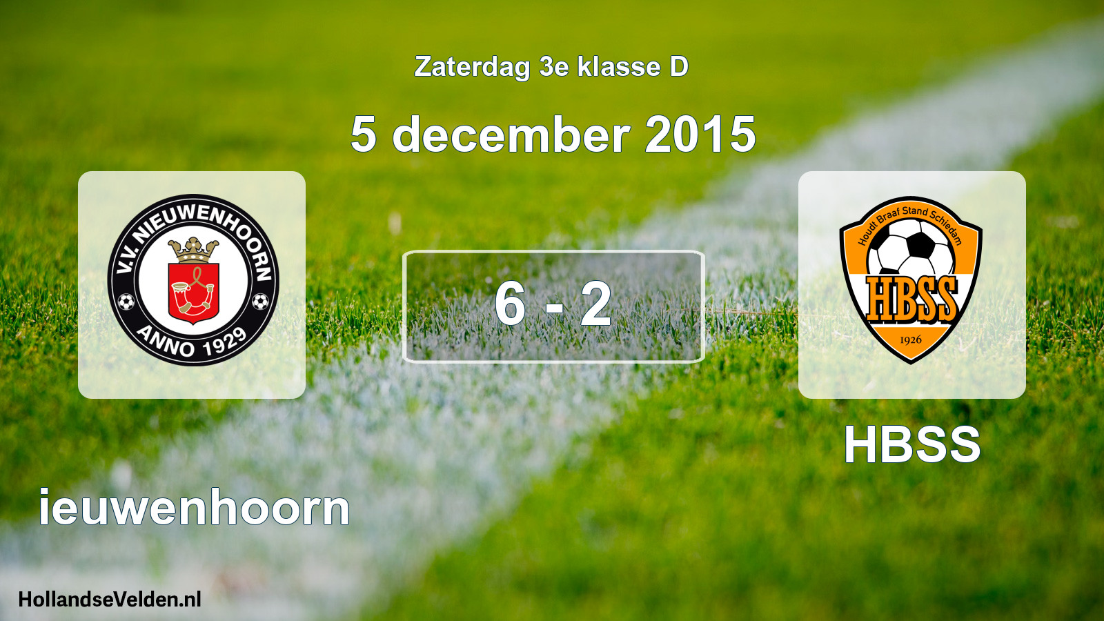 Total number of matches played: Nieuwenhoorn - HBSS 6 - 2 (5 December 2015)