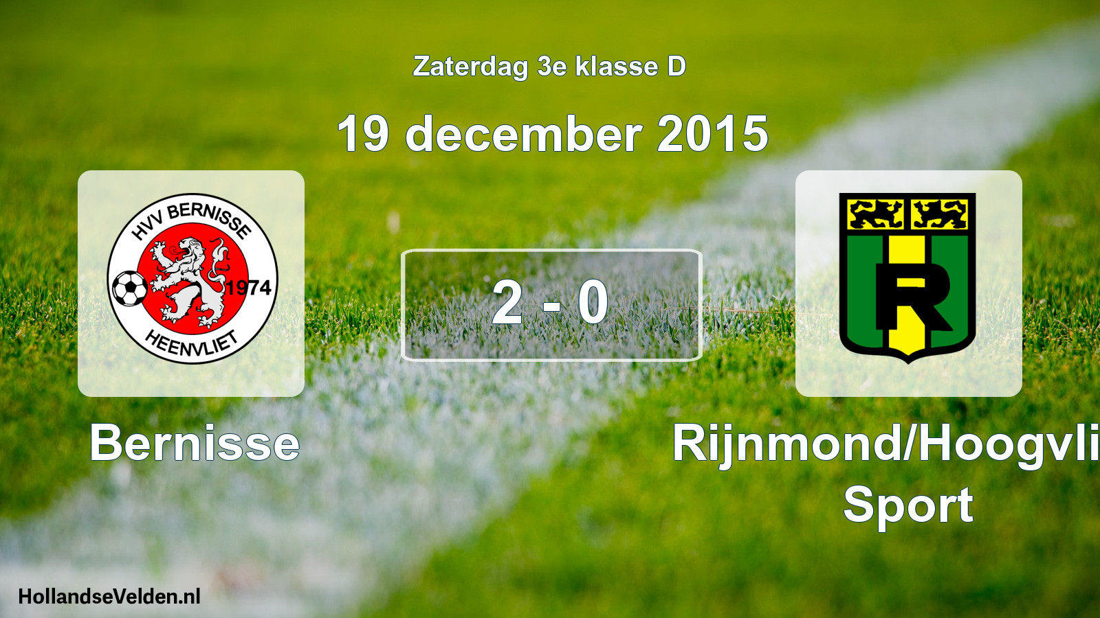Total number of matches played: Bernisse - Rijnmond/Hoogvliet Sport 2 - 0 (19 December 2015)