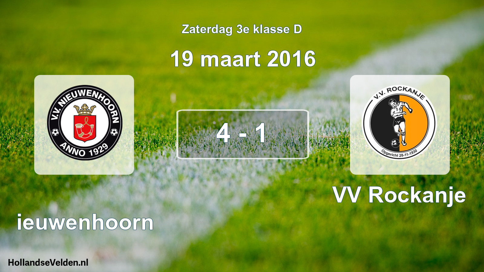 Total number of matches played: Nieuwenhoorn - VV Rockanje 4 - 1 (19 March 2016)