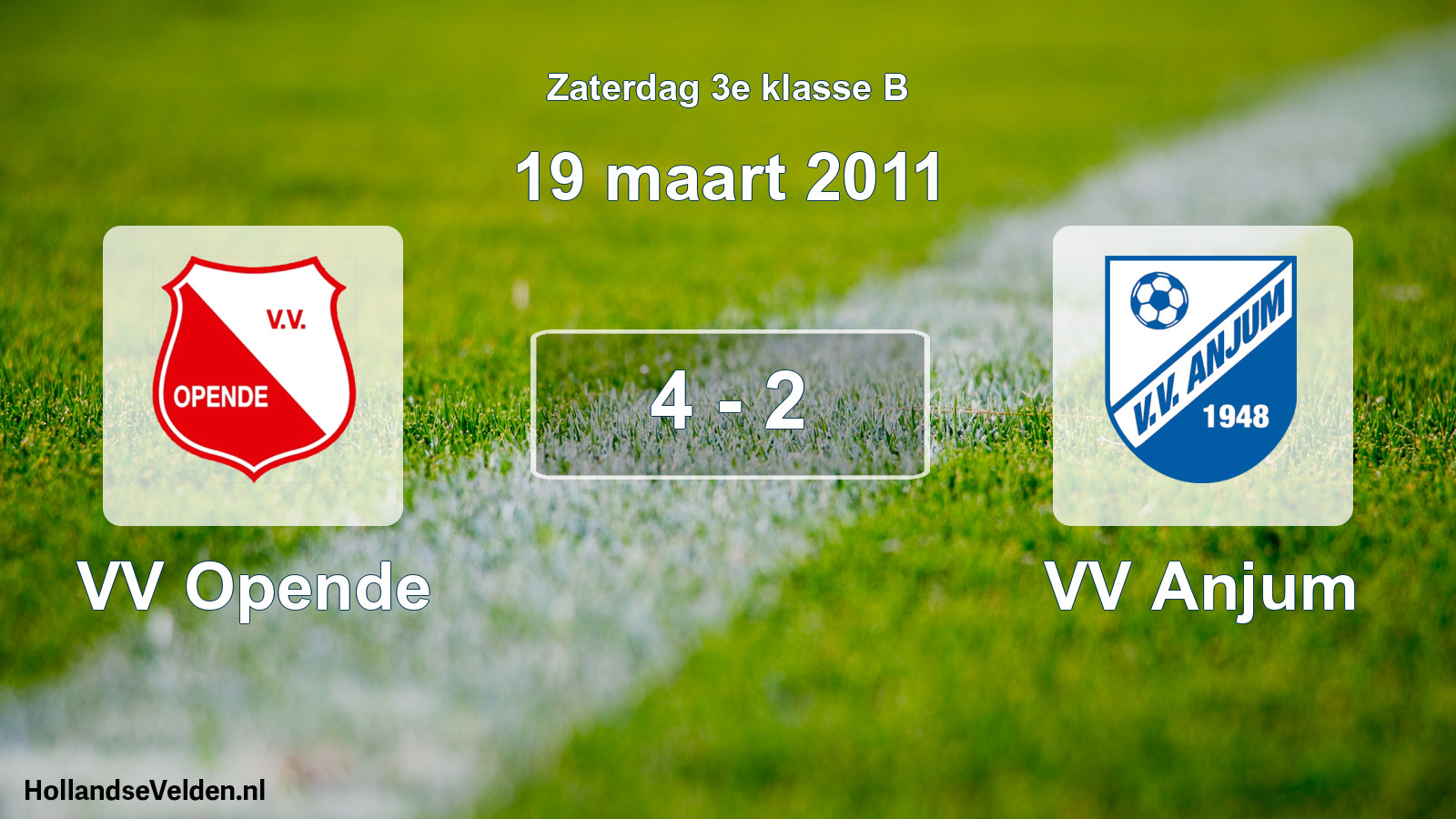 Total number of matches played: VV Opende - VV Anjum 4 - 2 (19 March 2011)