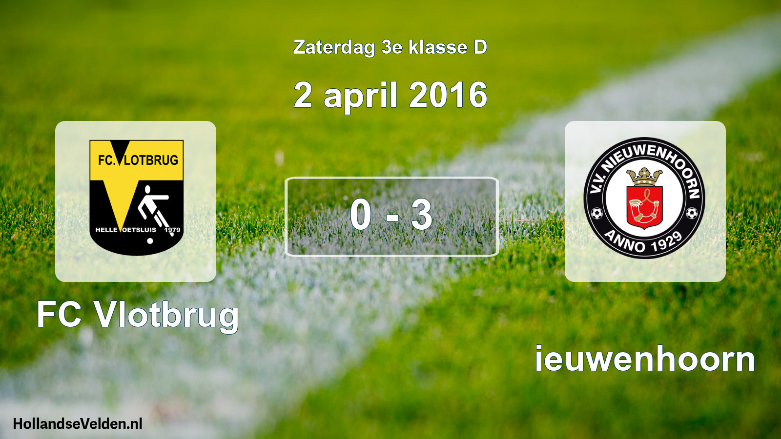 Total number of matches played: FC Vlotbrug - Nieuwenhoorn 0 - 3 (2 April 2016)