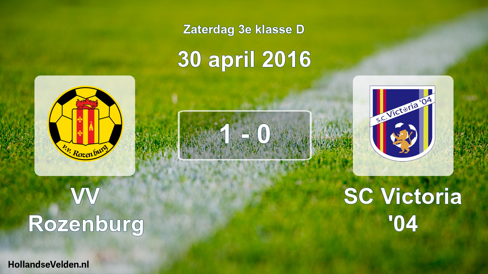 Total number of matches played: VV Rozenburg - SC Victoria '04 1 - 0 (30 April 2016)