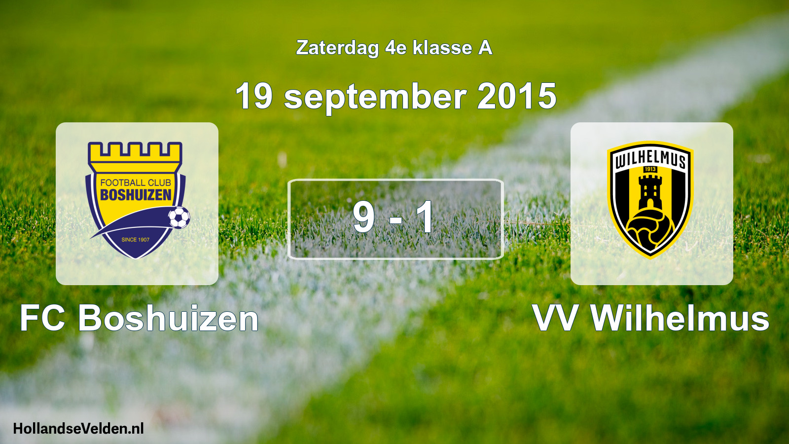 Total number of matches played: FC Boshuizen - VV Wilhelmus 9 - 1 (19 September 2015)