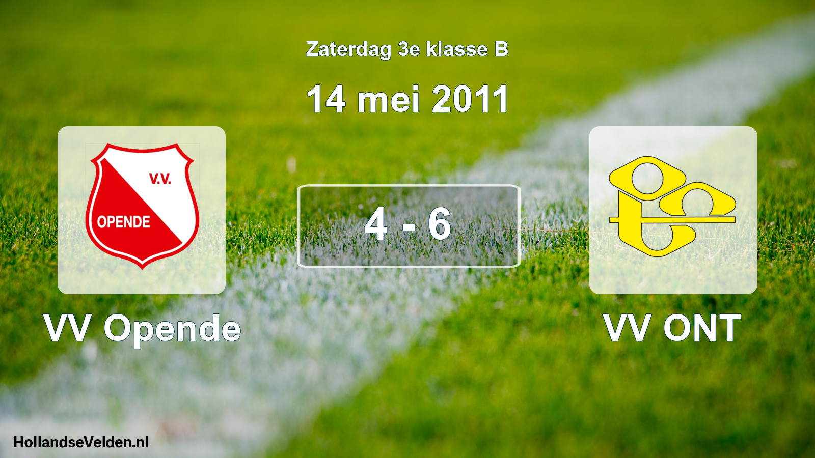 Total number of matches played: VV Opende - VV ONT 4 - 6 (14 May 2011)