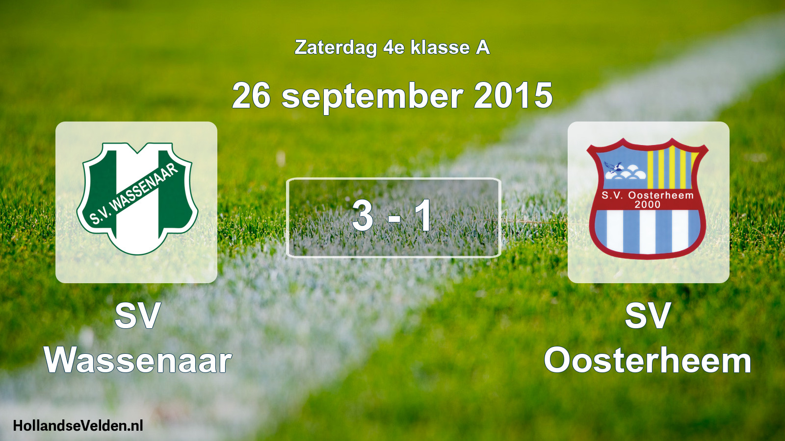 Total number of matches played: SV Wassenaar - SV Oosterheem 3 - 1 (26 September 2015)