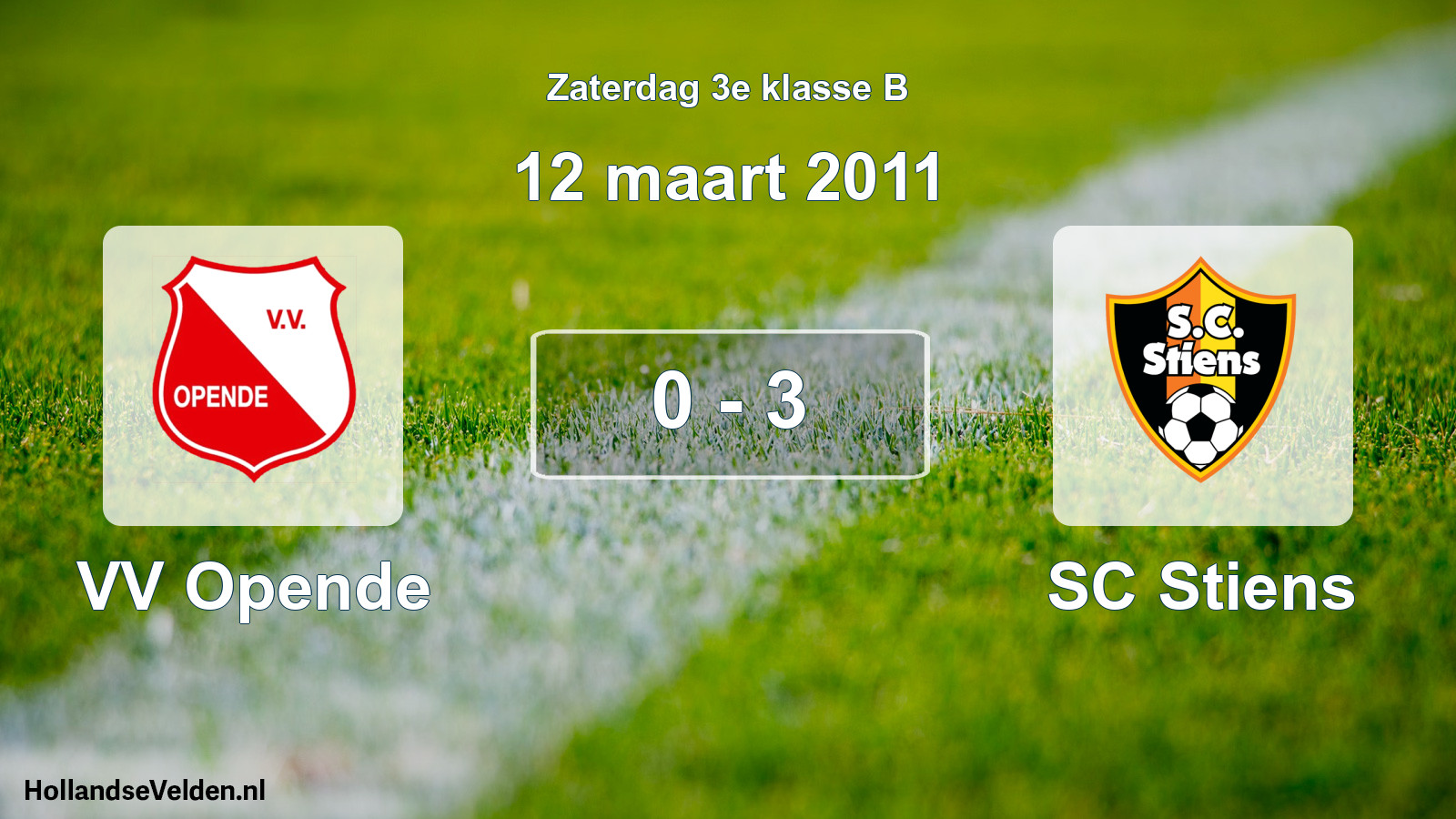 Total number of matches played: VV Opende - SC Stiens 0 - 3 (12 March 2011)