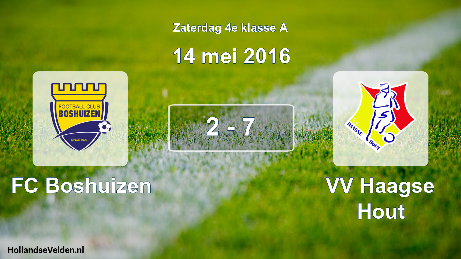Total number of matches played: FC Boshuizen - VV Haagse Hout 2 - 7 (14 May 2016)