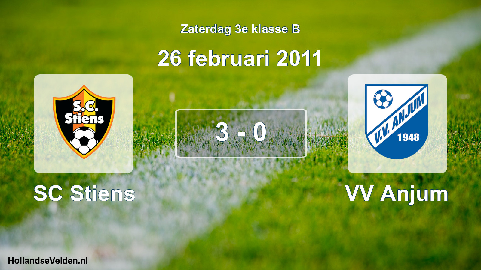 Total number of matches played: SC Stiens - VV Anjum 3 - 0 (26 February 2011)