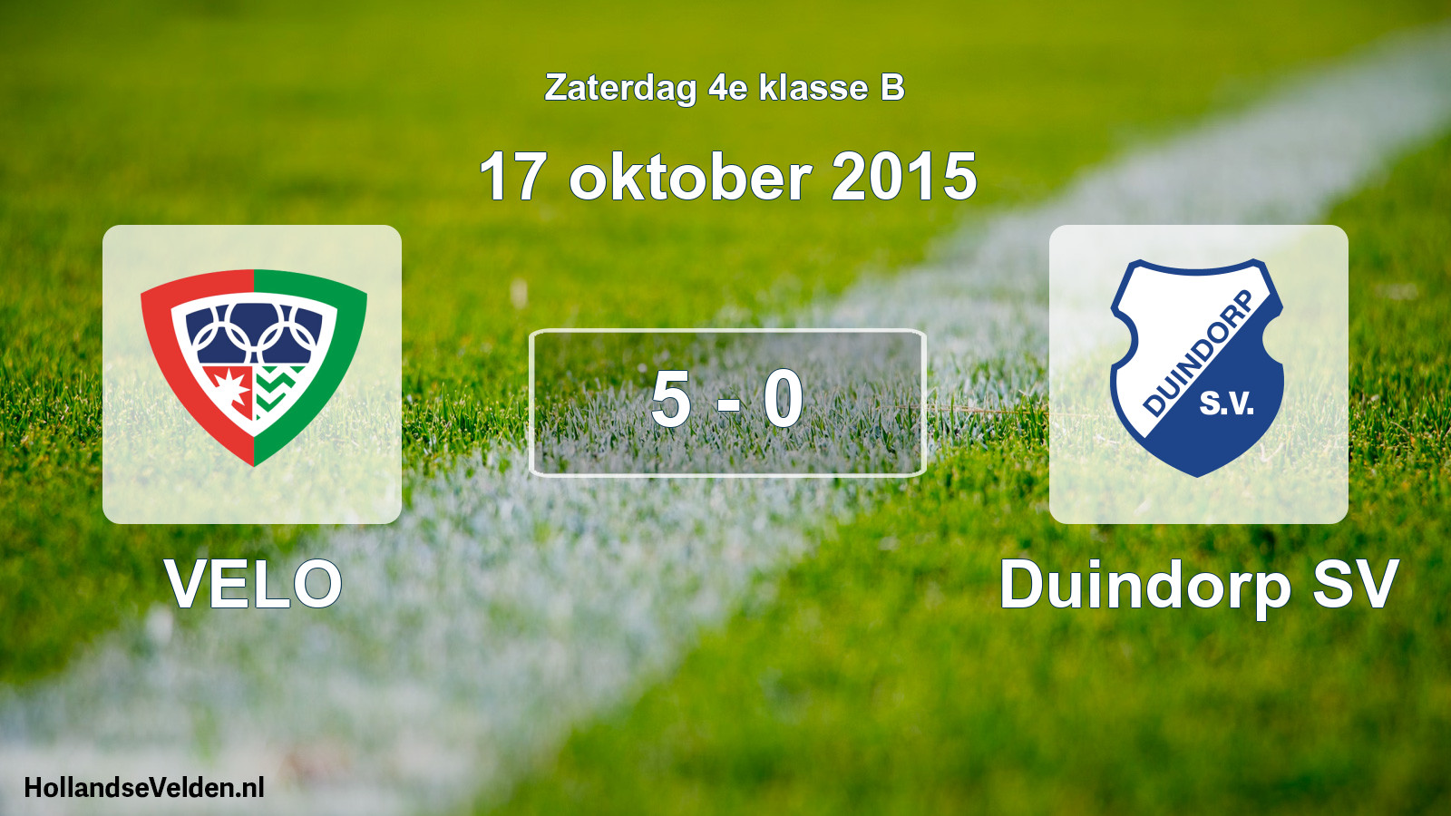 Total number of matches played: VELO - Duindorp SV 5 - 0 (17 October 2015)