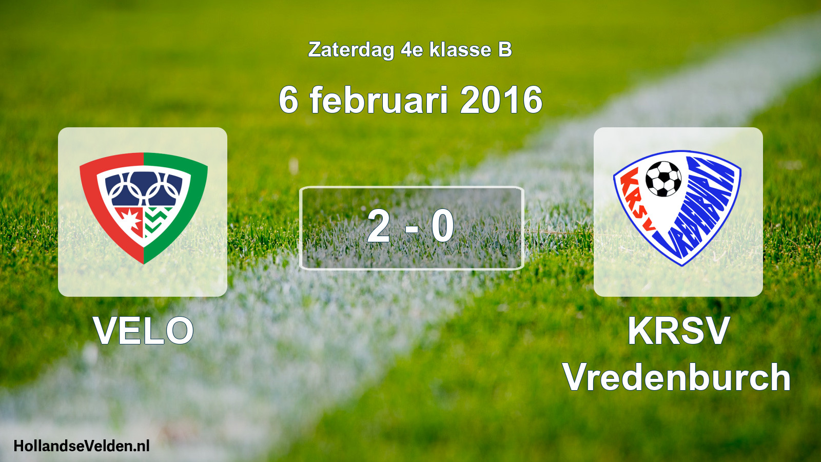 Total number of matches played: VELO - KRSV Vredenburch 2 - 0 (6 February 2016)