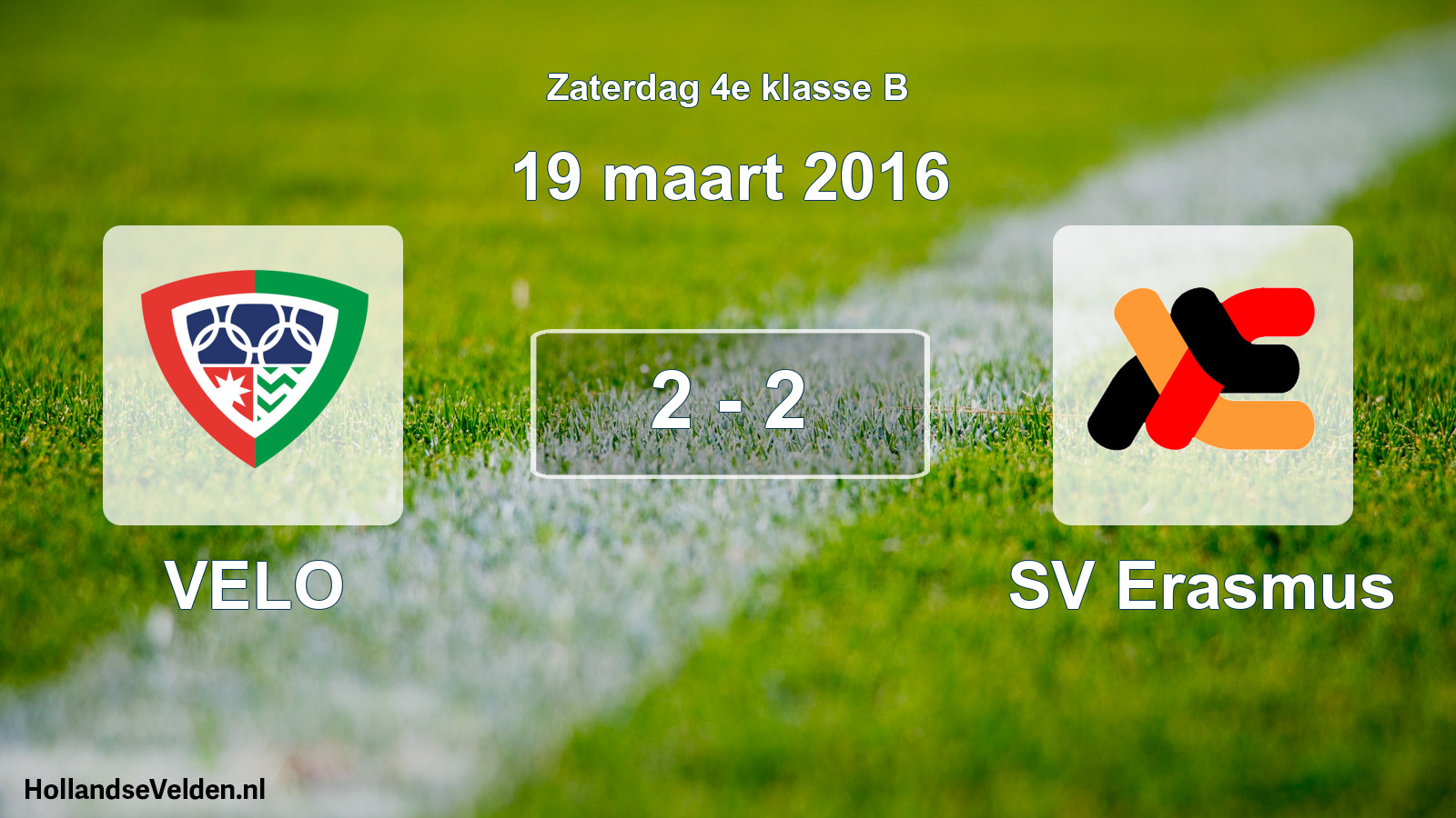 Total number of matches played: VELO - SV Erasmus 2 - 2 (19 March 2016)