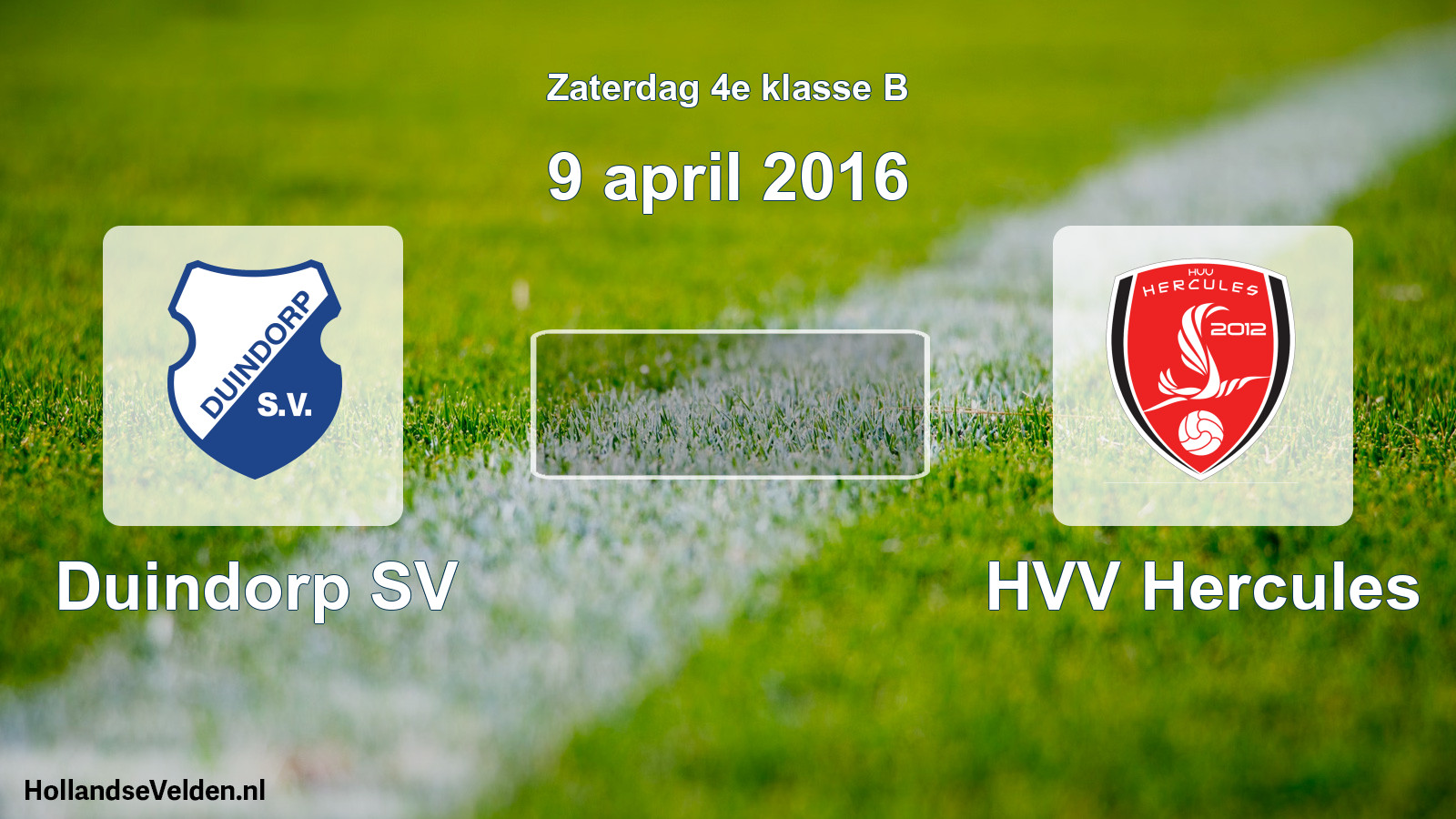 Scheduled Match: Duindorp SV - HVV Hercules (9 April 2016)